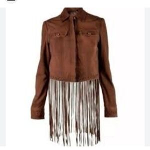 Diesel Brown Leather Fringe Jacket